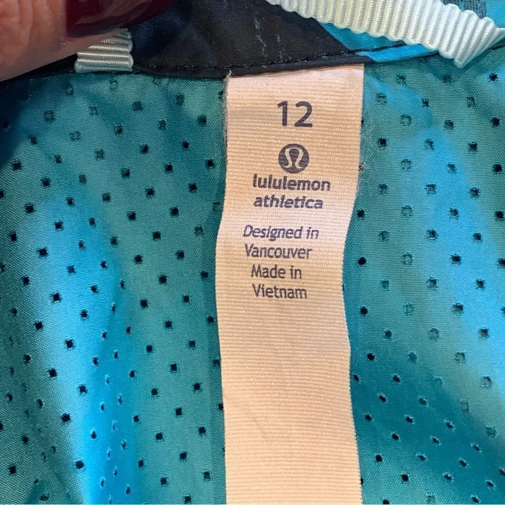 Lululemon Pack-It Vest Back Spin Stroke Peacock Blue Black Size 12